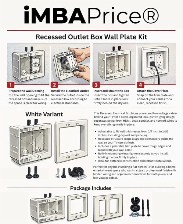 Electrical Outlet Box iMBAPrice 2 Gang Recessed-1