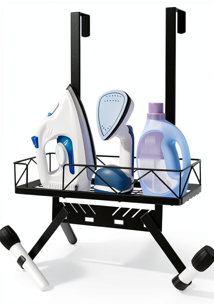 'Siyzda ironing board hanger mounted on a door in a laundry room'