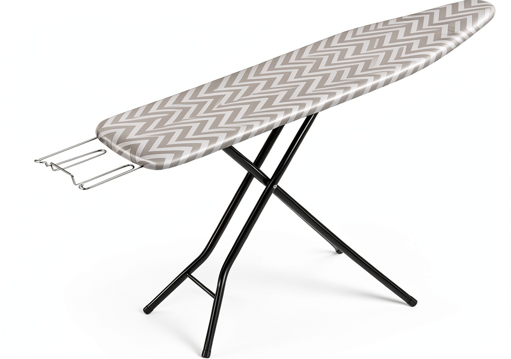 Ironing board set up in a modern laundry room