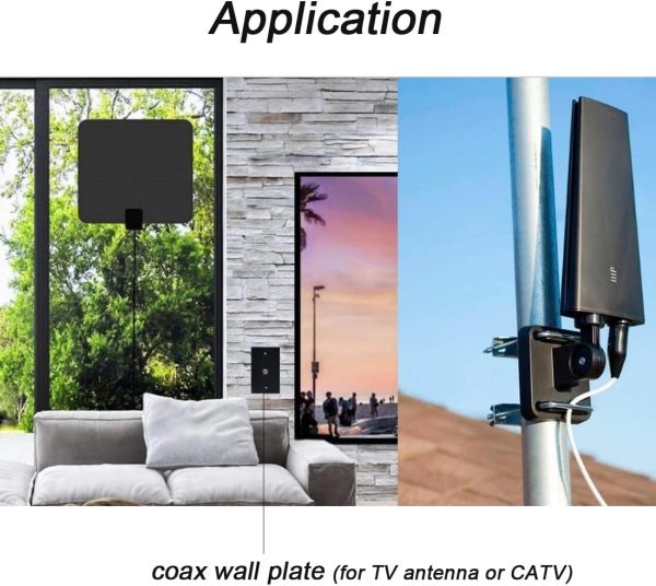 Coax Cable TV Wall Plate BOPLAT Black 1Pack-3