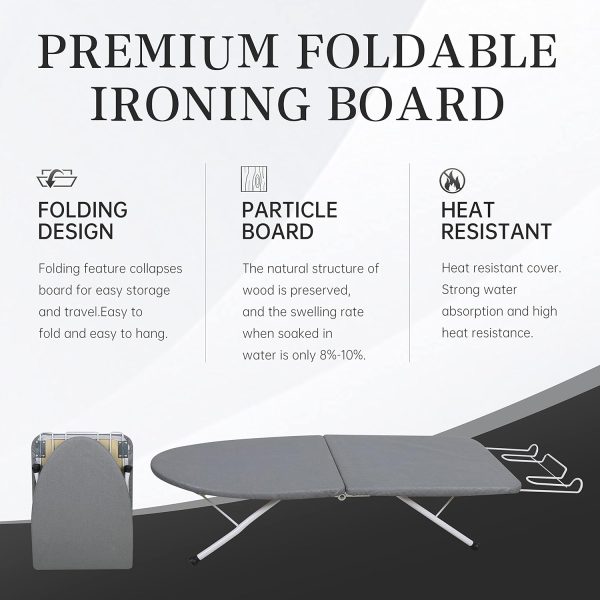 ZOES HOMEWARE Portable Ironing Board Wood Foldable Tabletop-1