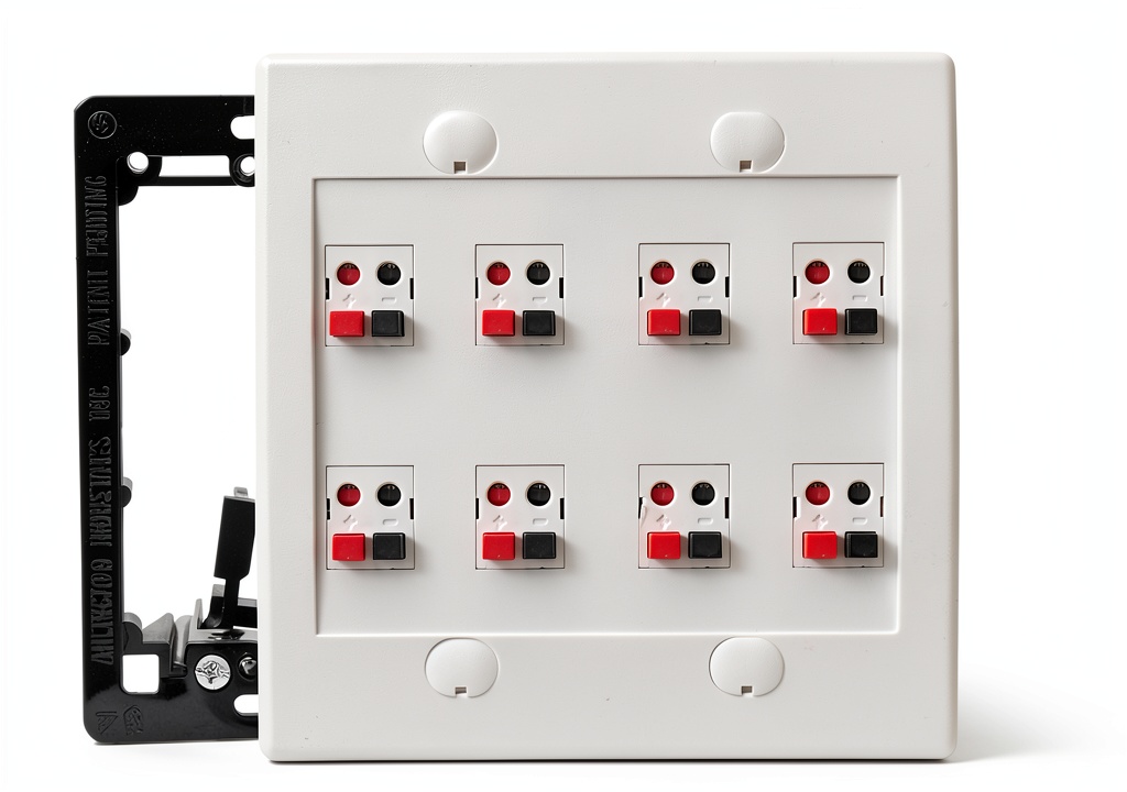 'DIYTECH 8 speaker wall plate with metal enclosure and white color'