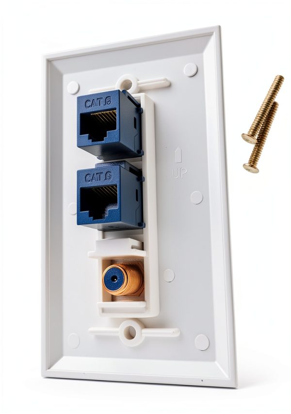 Coax and CAT6 Wall Plate IBL Plastic Snap‑On-1