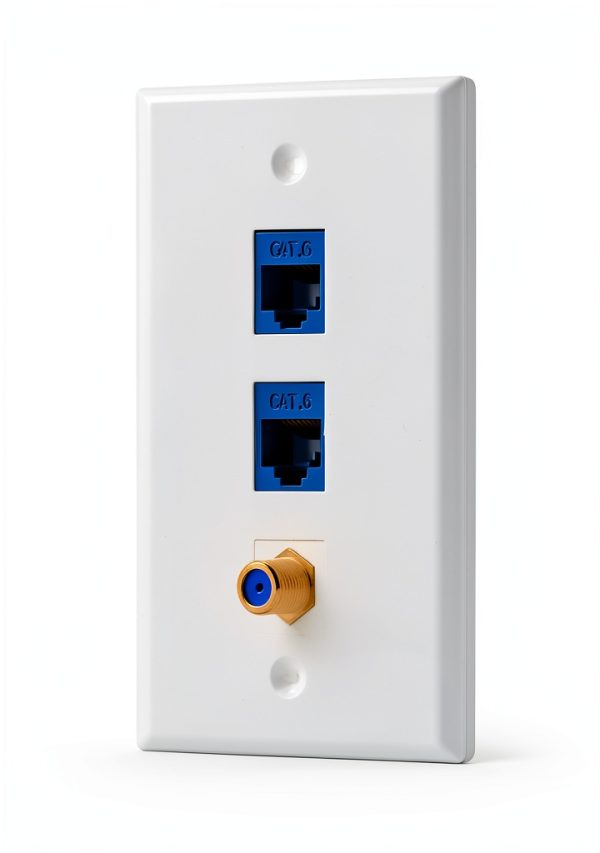 Coax and CAT6 Wall Plate IBL Plastic Snap‑On-0