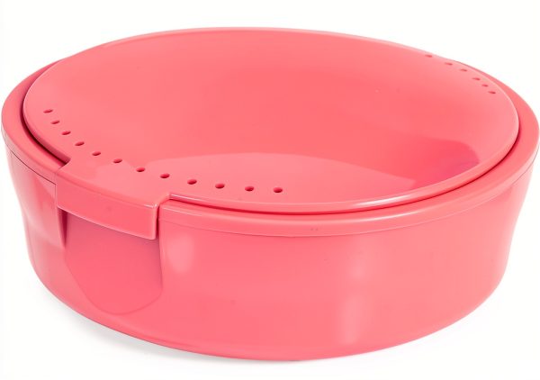 Portable Tooth Storage Case with Mirror Round Food-Grade Plastic Retainer Holder for False Teeth and Small Items for Home and Travel Use-0