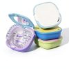 Magnetic Retainer Box with Mirror, Compact Denture Case with Vent Holes & Retainer Remover Tool & Chewies & Brush, Protable Aligner Cleaner Case for Night Mouth Guards, Braces (Blue Purple)-1