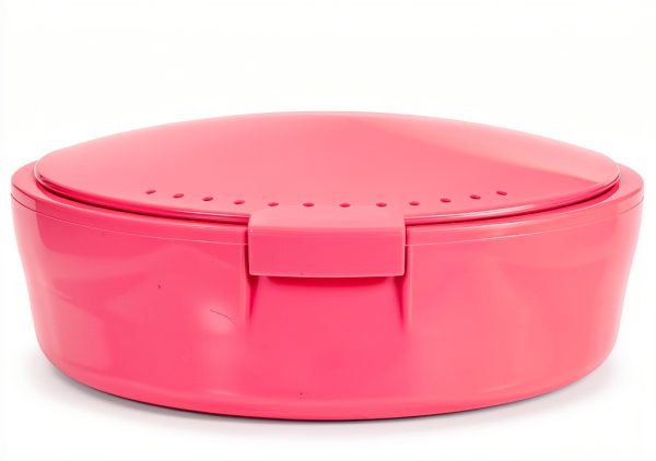 Portable Tooth Storage Case with Mirror Round Food-Grade Plastic Retainer Holder for False Teeth and Small Items for Home and Travel Use-1