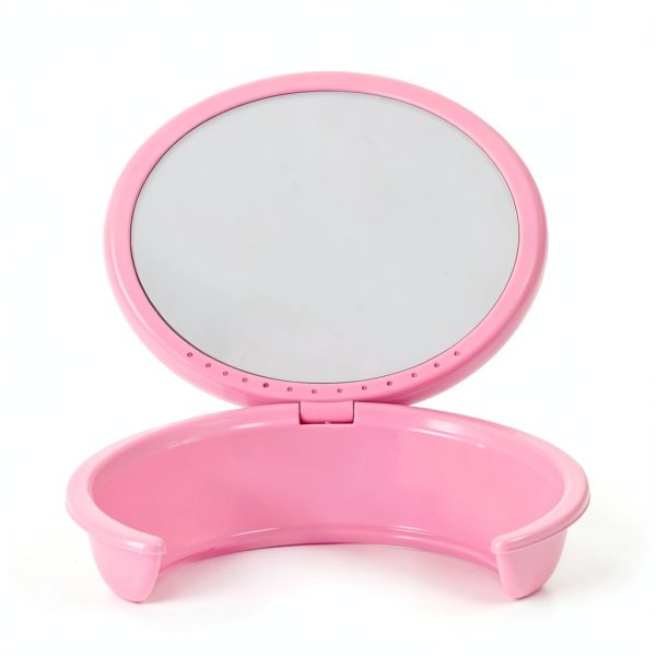 Portable Tooth Storage Case with Mirror Round Food-Grade Plastic Retainer Holder for False Teeth and Small Items for Home and Travel Use-2