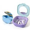 Magnetic Retainer Box with Mirror, Compact Denture Case with Vent Holes & Retainer Remover Tool & Chewies & Brush, Protable Aligner Cleaner Case for Night Mouth Guards, Braces (Blue Purple)-3