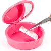 Portable Tooth Storage Case with Mirror Round Food-Grade Plastic Retainer Holder for False Teeth and Small Items for Home and Travel Use-5