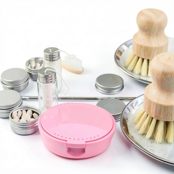 Portable Tooth Storage Case with Mirror Round Food-Grade Plastic Retainer Holder for False Teeth and Small Items for Home and Travel Use-6