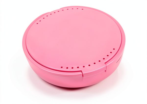 Portable Tooth Storage Case with Mirror Round Food-Grade Plastic Retainer Holder for False Teeth and Small Items for Home and Travel Use-3