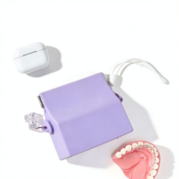 Portable Silicone Retainer Case Pink Hygienic Travel Box for Dentures-5