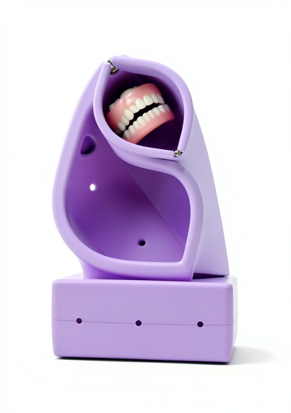 Portable Silicone Retainer Case Pink Hygienic Travel Box for Dentures-3